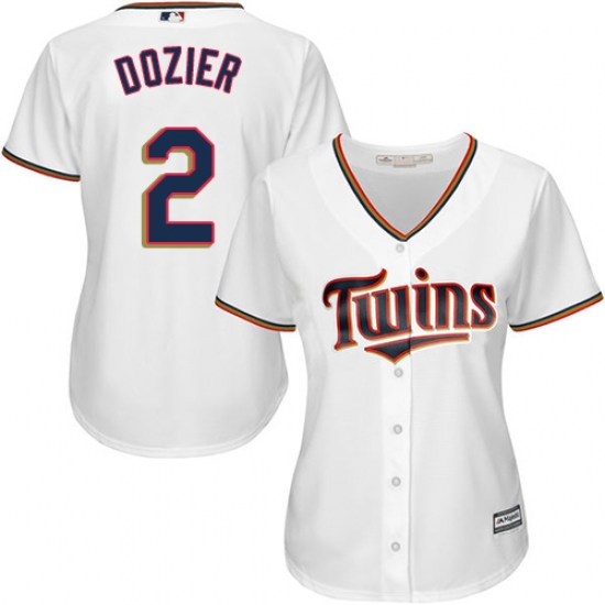 Women's Majestic Minnesota Twins #2 Brian Dozier Authentic White Home Cool Base MLB Jersey - Ujersey