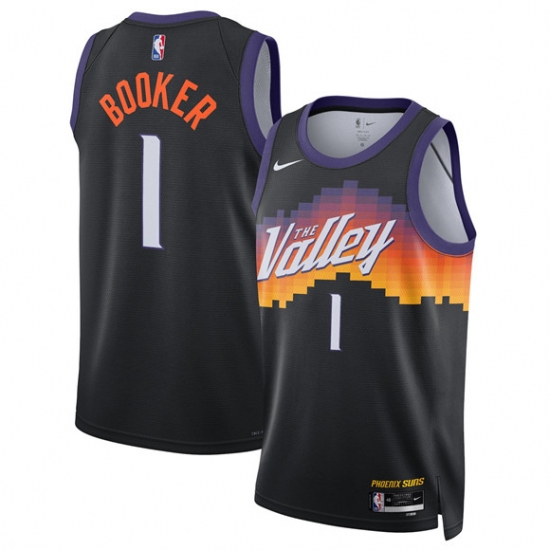 Men's Phoenix Suns #1 Devin Booker Black 2025-26 City Edition Stitched Basketball Jersey - Ujersey