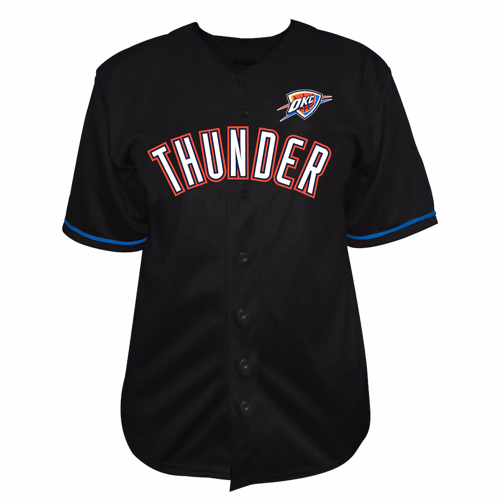 Men's Oklahoma City Thunder Fanatics Black Big & Tall Pop Full-Button Jersey - ujerseystore