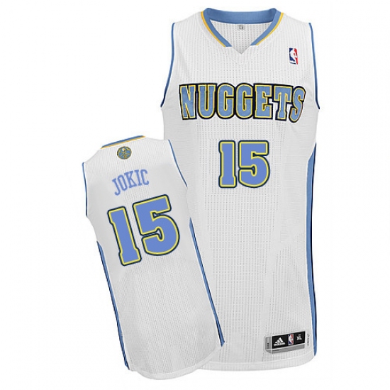 Men's Adidas Denver Nuggets #15 Nikola Jokic Authentic White Home NBA Jersey - Ujersey