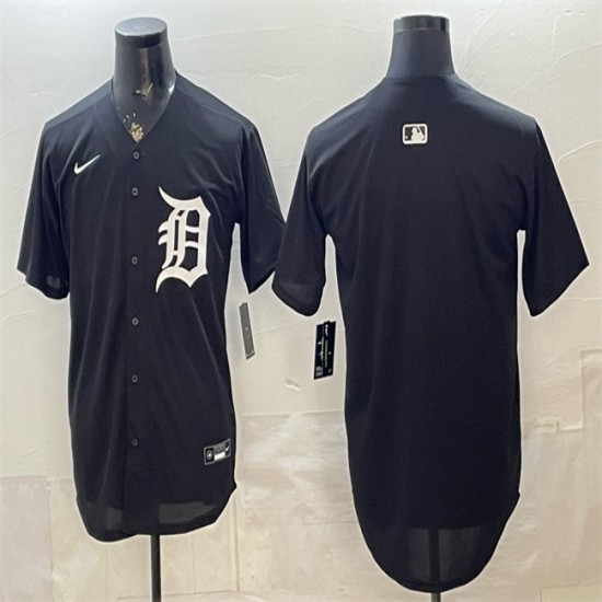 Men's Detroit Tigers Blank Black Limited Stitched Baseball Jersey - Ujersey