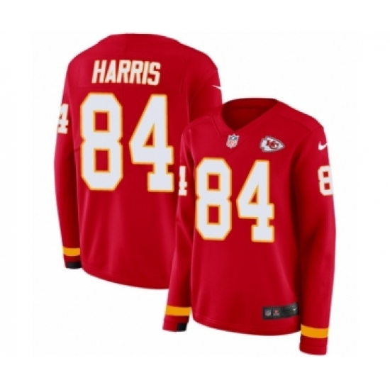 Women's Nike Kansas City Chiefs #84 Demetrius Harris Limited Red Therma Long Sleeve NFL Jersey - Ujersey