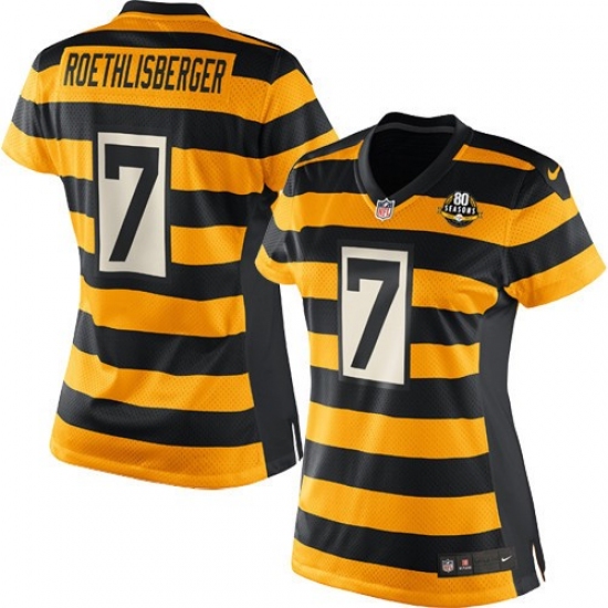 Women's Nike Pittsburgh Steelers #7 Ben Roethlisberger Limited Yellow/Black Alternate 80TH Anniversary Throwback NFL Jersey - Ujersey