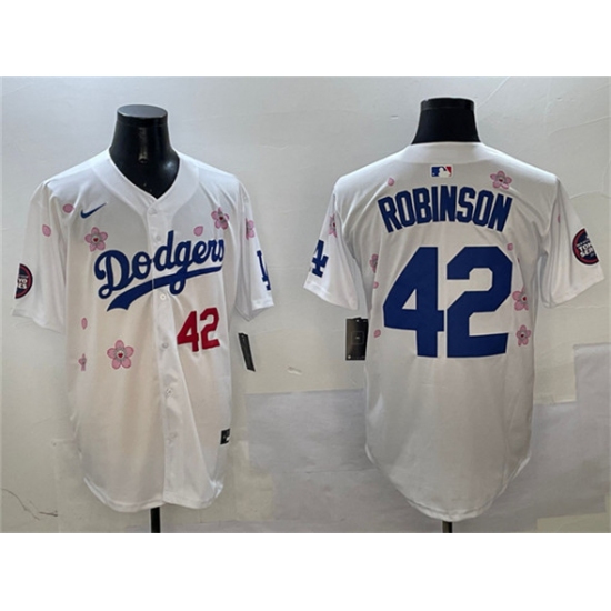 Men's Los Angeles Dodgers #42 Jackie Robinson White 2025 Tokyo Series Limited Stitched Baseball Jersey - Ujersey