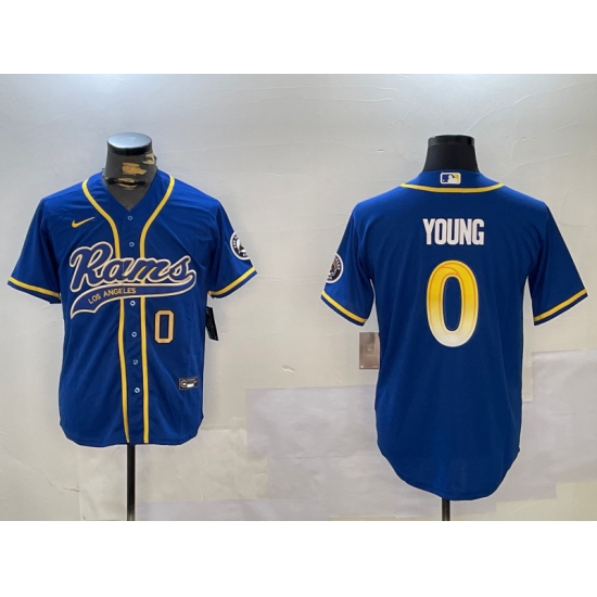 Men's Los Angeles Rams #0 Byron Young Royal Cool Base Stitched Baseball Jersey - Ujersey