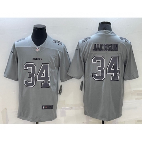 Men's Las Vegas Raiders #34 Bo Jackson Grey Atmosphere Fashion 2022 Vapor Untouchable Stitched Limited Jersey - Ujersey