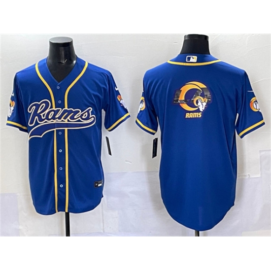 Men's Los Angeles Rams Team Logo Royal Cool Base Stitched Baseball Jersey - Ujersey
