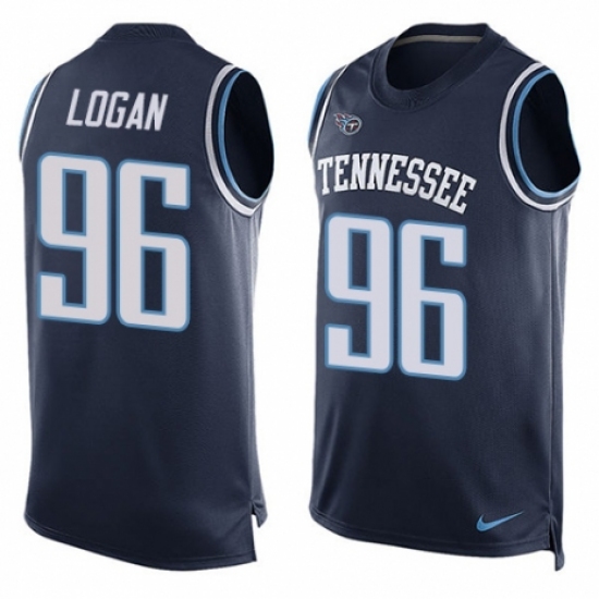 Men's Nike Tennessee Titans #96 Bennie Logan Limited Navy Blue Player Name & Number Tank Top NFL Jersey - Ujersey