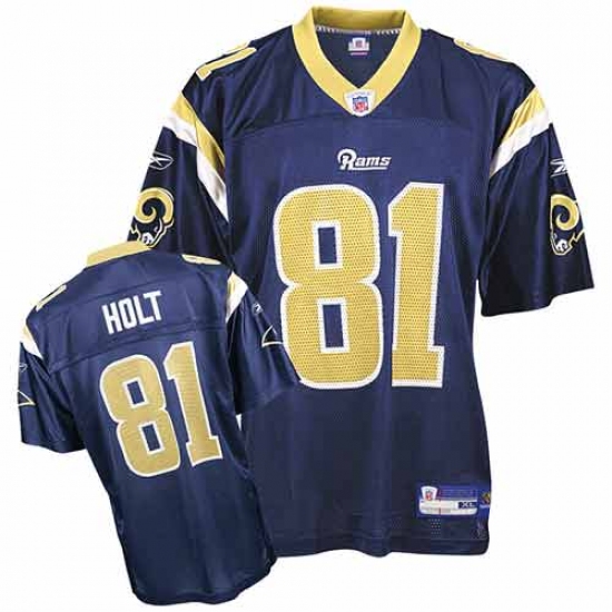Reebok Los Angeles Rams #81 Torry Holt Authentic Navy Blue Team Color Throwback NFL Jersey - Ujersey
