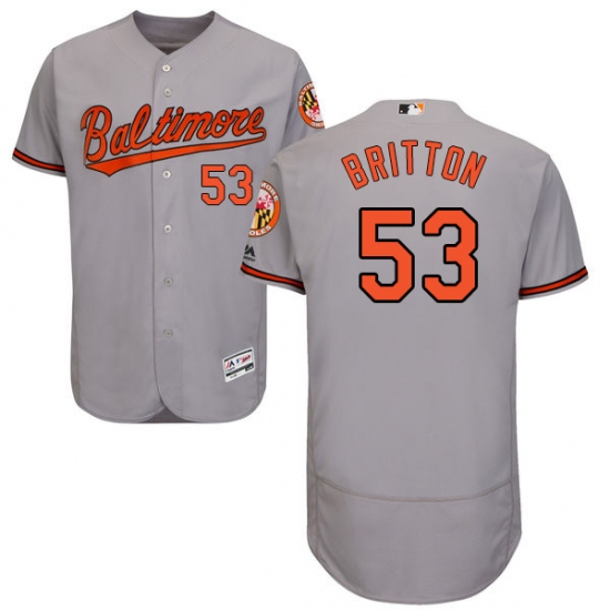 Men's Majestic Baltimore Orioles #53 Zach Britton Grey Road Flex Base Authentic Collection MLB Jersey - Ujersey