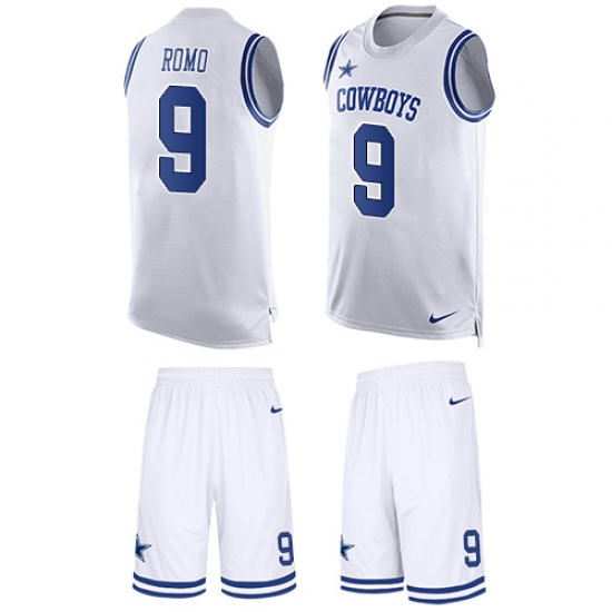 Men's Nike Dallas Cowboys #9 Tony Romo Limited White Tank Top Suit NFL Jersey - Ujersey