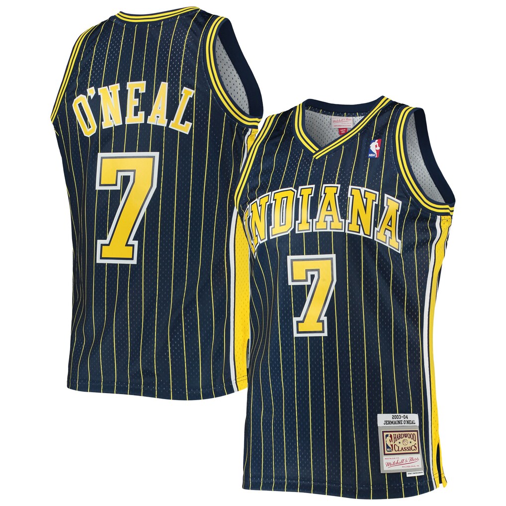 Men's Indiana Pacers Jermaine O'Neal Mitchell & Ness Navy 2003/04 Hardwood Classics Swingman Jersey - Vujersey Los Angeles Rams