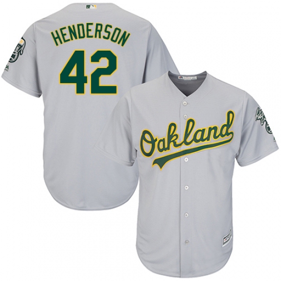 Youth Majestic Oakland Athletics #42 Dave Henderson Authentic Grey Road Cool Base MLB Jersey - Ujersey