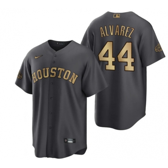 Men's Houston Astros #44 Yordan Alvarez Number Grey 2022 All Star Stitched Cool Base Nike Jersey - ujerseystore