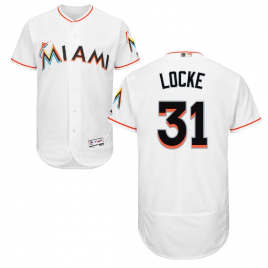 Men's Majestic Miami Marlins #31 Jeff Locke White Flexbase Authentic Collection MLB Jersey - Ujersey