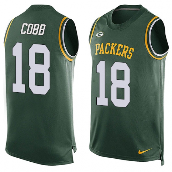 Men's Nike Green Bay Packers #18 Randall Cobb Limited Green Player Name & Number Tank Top NFL Jersey - Ujersey