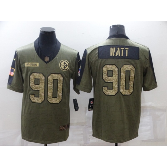 Men's Pittsburgh Steelers #90 T. J. Watt Camo 2021 Salute To Service Limited Player Jersey - Ujersey