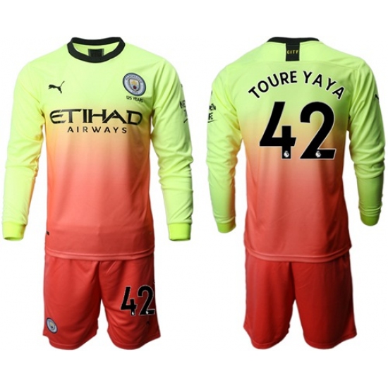 Manchester City #42 Toure Yaya Third Long Sleeves Soccer Club Jersey