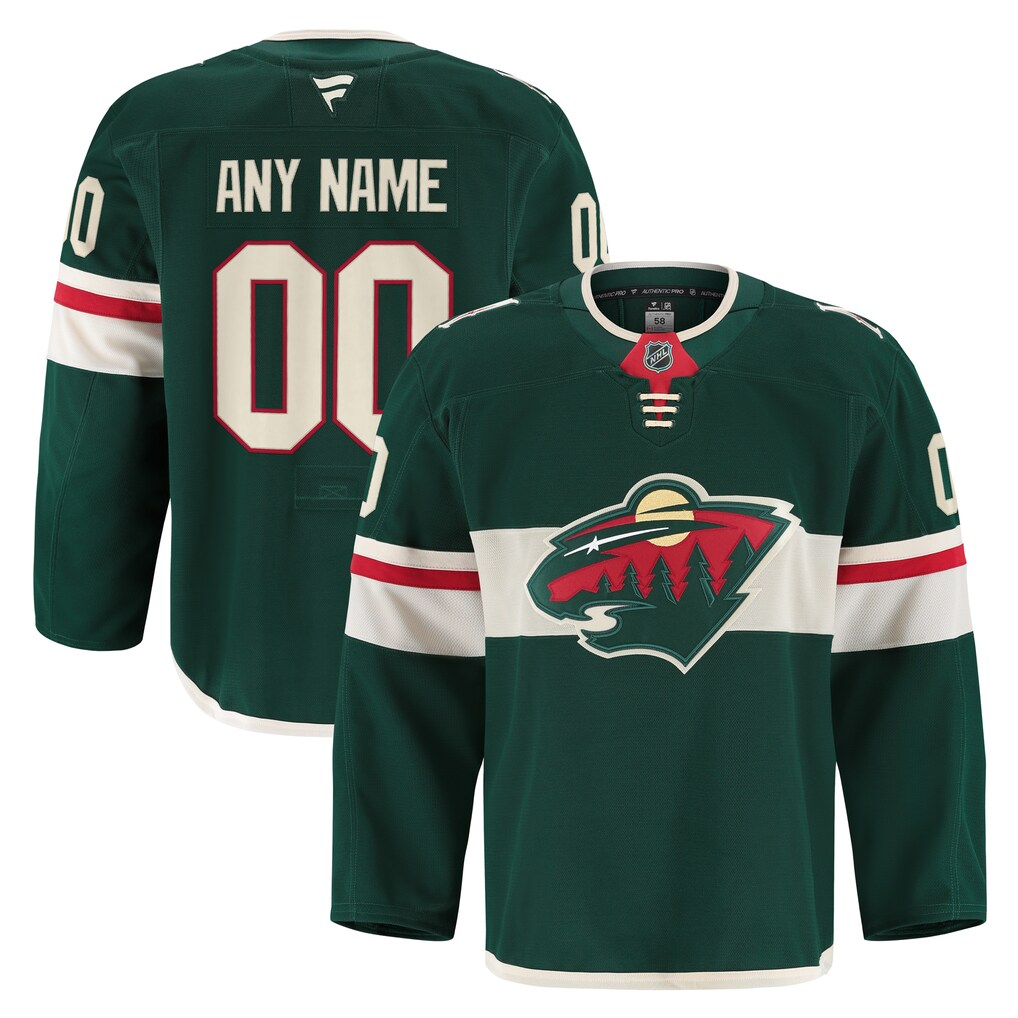 Men's Minnesota Wild Fanatics Green Home Authentic Pro Custom Jersey - U-jersey