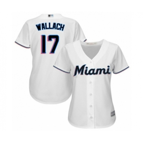 Women's Miami Marlins #17 Chad Wallach Authentic White Home Cool Base Baseball Player Jersey - Ujersey