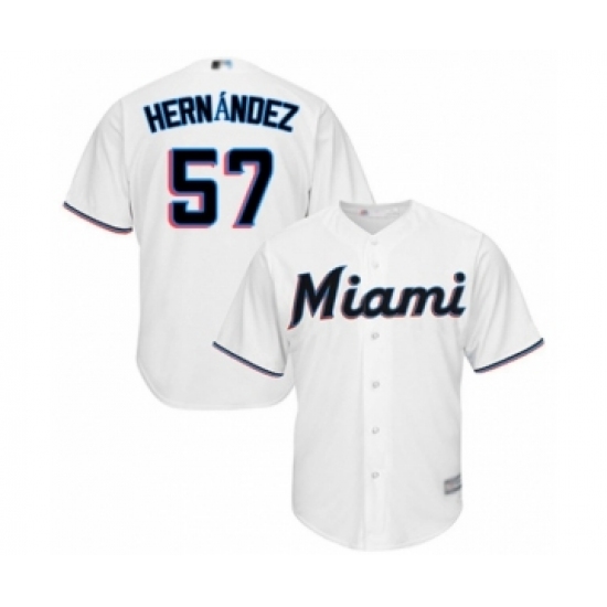 Youth Miami Marlins #57 Elieser Hernandez Authentic White Home Cool Base Baseball Player Jersey - Ujersey
