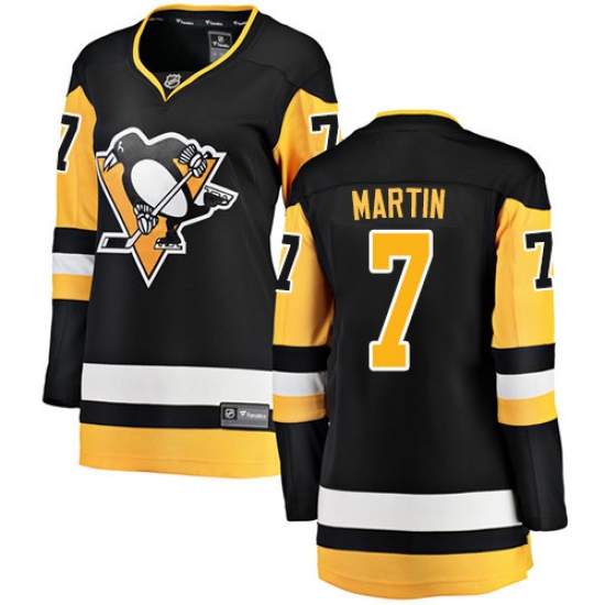 Women's Pittsburgh Penguins #7 Paul Martin Fanatics Branded Black Home Breakaway NHL Jersey - Ujersey