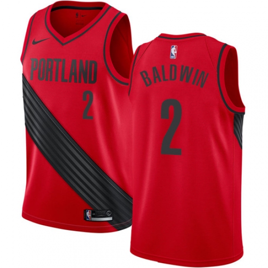 Women's Nike Portland Trail Blazers #2 Wade Baldwin Swingman Red NBA Jersey Statement Edition - Ujersey