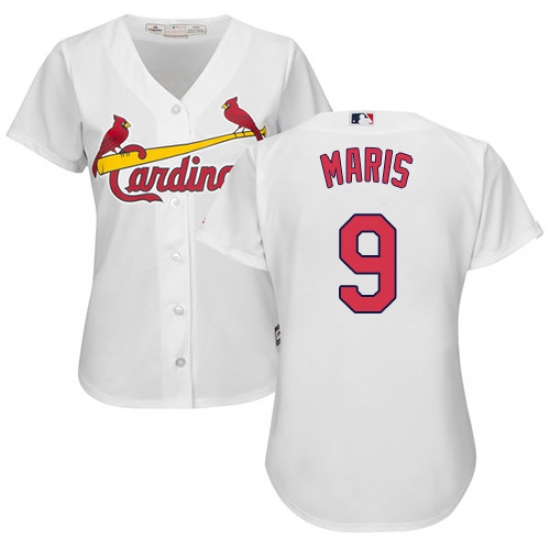 Women's Majestic St. Louis Cardinals #9 Roger Maris Replica White Home Cool Base MLB Jersey - Ujersey