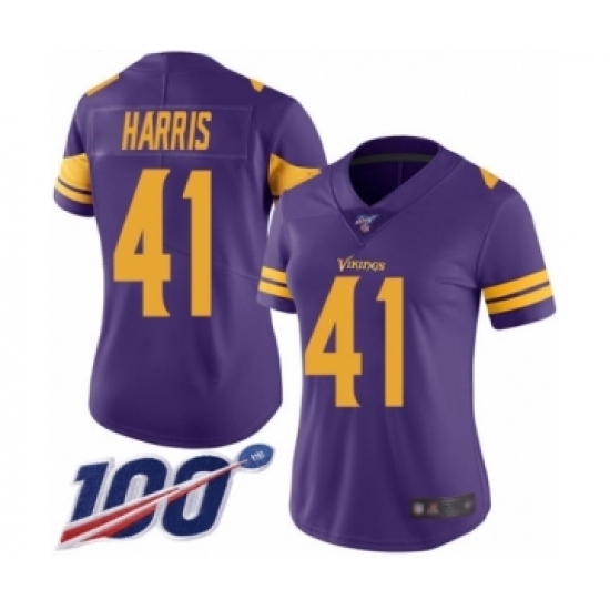 Women's Minnesota Vikings #41 Anthony Harris Limited Purple Rush Vapor Untouchable 100th Season Football Jersey - Ujersey