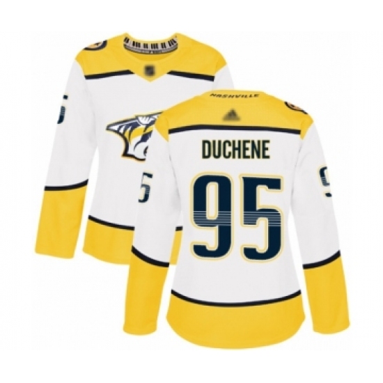 Women's Nashville Predators #95 Matt Duchene Authentic White Away Hockey Jersey