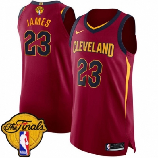 Youth Nike Cleveland Cavaliers #23 LeBron James Authentic Maroon 2018 NBA Finals Bound NBA Jersey - Icon Edition - Ujersey