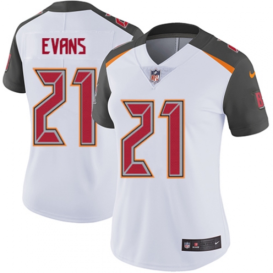 Women's Nike Tampa Bay Buccaneers #21 Justin Evans White Vapor Untouchable Limited Player NFL Jersey - Ujersey