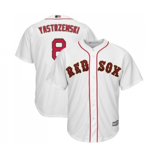 Youth Boston Red Sox #8 Carl Yastrzemski Authentic White 2019 Gold Program Cool Base Baseball Jersey - Ujersey