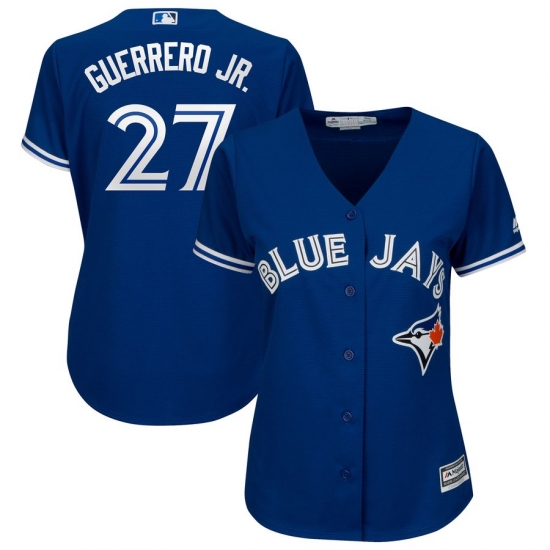 Women's Toronto Blue Jays #27 Vladimir Guerrero Jr.Majestic Plus Size Cool Base Player Jersey – Royal - Ujersey