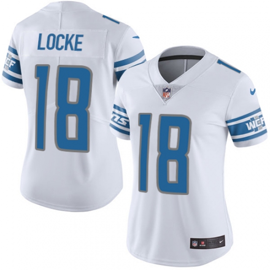 Women's Nike Detroit Lions #18 Jeff Locke White Vapor Untouchable Limited Player NFL Jersey - Ujersey