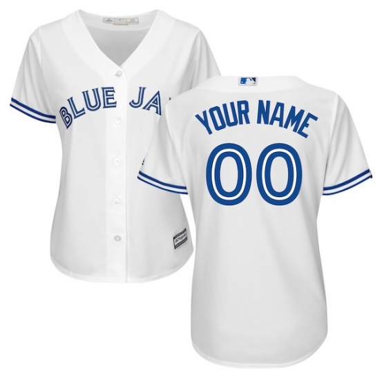 Women's Toronto Blue Jays Majestic White Home Cool Base Custom Jersey - Ujersey