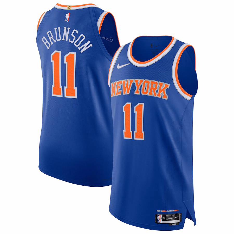 Men's New York Knicks Jalen Brunson Nike Blue Authentic Player Jersey - Icon Edition - Ujersey NHL
