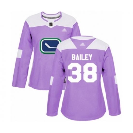 Women's Vancouver Canucks #38 Justin Bailey Authentic Purple Fights Cancer Practice Hockey Jersey - Ujersey