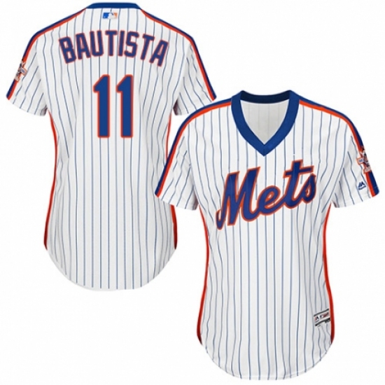 Women's Majestic New York Mets #11 Jose Bautista Authentic White Alternate Cool Base MLB Jersey - Ujersey