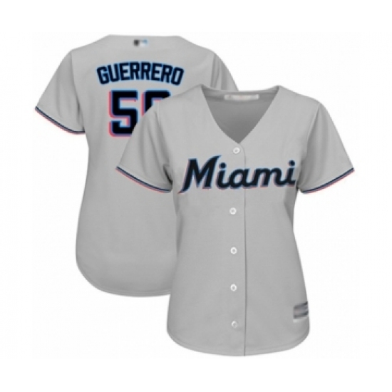 Women's Miami Marlins #56 Tayron Guerrero Authentic Grey Road Cool Base Baseball Player Jersey - Ujersey