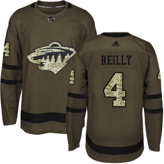 Men's Adidas Minnesota Wild #4 Mike Reilly Authentic Green Salute to Service NHL Jersey - Ujersey