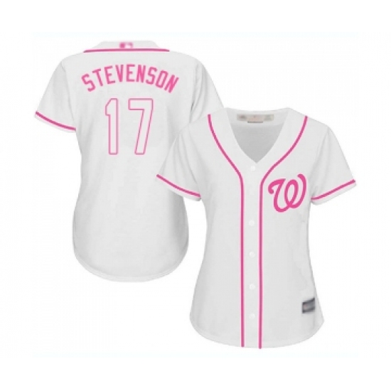 Women's Washington Nationals #17 Andrew Stevenson Replica White Fashion Cool Base Baseball Jersey - Ujersey