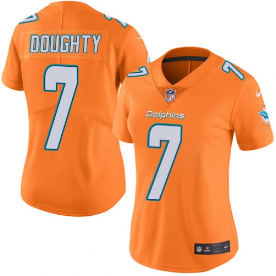 Women's Nike Miami Dolphins #6 Brandon Doughty Limited Orange Rush Vapor Untouchable NFL Jersey - Ujersey