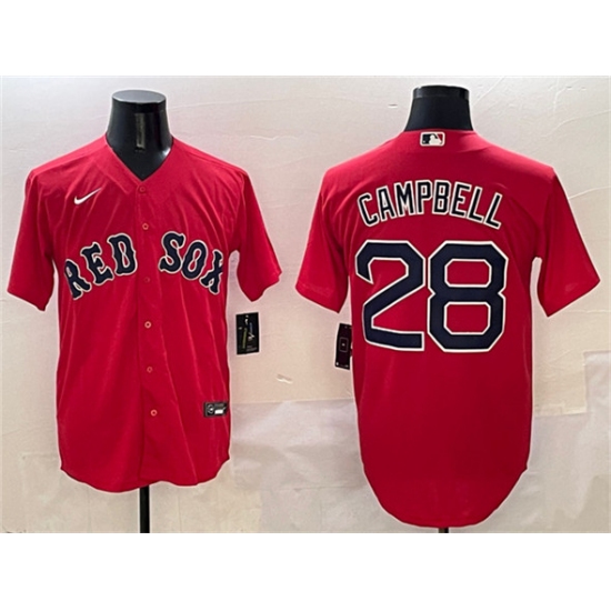 Men's Boston Red Sox #28 Kristian Campbell Red Cool Base Stitched Baseball Jersey - Ujersey