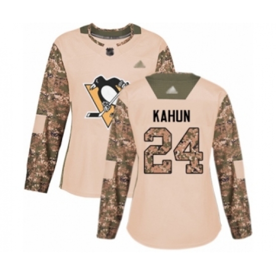 Women's Pittsburgh Penguins #24 Dominik Kahun Authentic Camo Veterans Day Practice Hockey Jersey - Ujersey