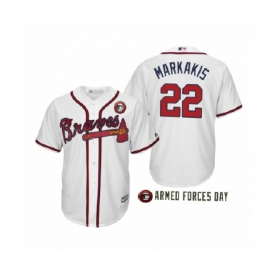Youth 2019 Armed Forces Day Nick Markakis #22 Atlanta Braves White Jersey - Ujersey
