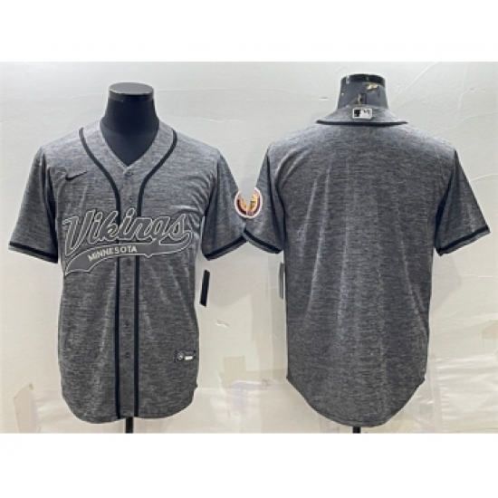 Men's Minnesota Vikings Blank Gray With Patch Cool Base Stitched Baseball Jersey - Ujersey