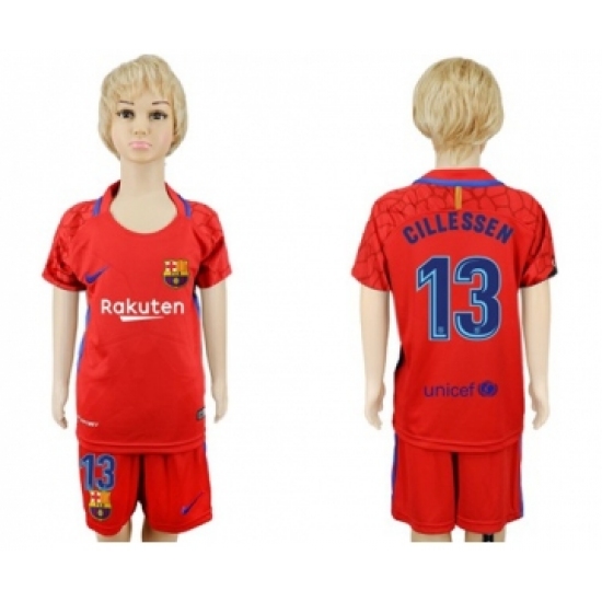Barcelona #13 Cillessen Red Goalkeeper Kid Soccer Club Jersey