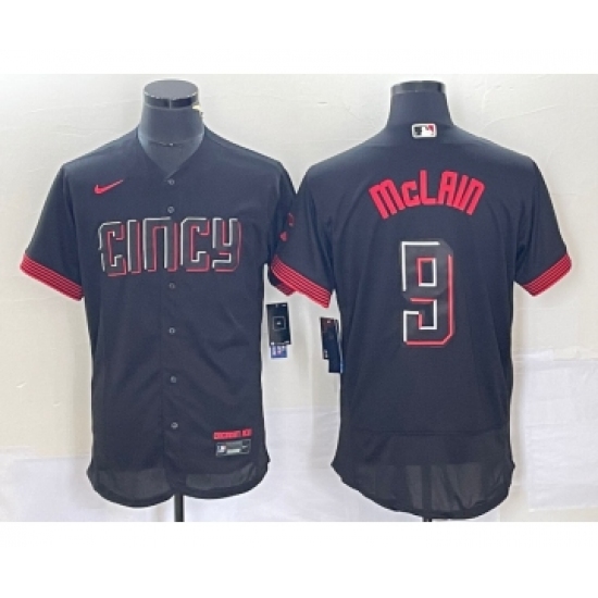 Men's Nike Cincinnati Reds #9 Matt McLain Black 2023 City Connect Flex Base Stitched Jersey - Ujersey