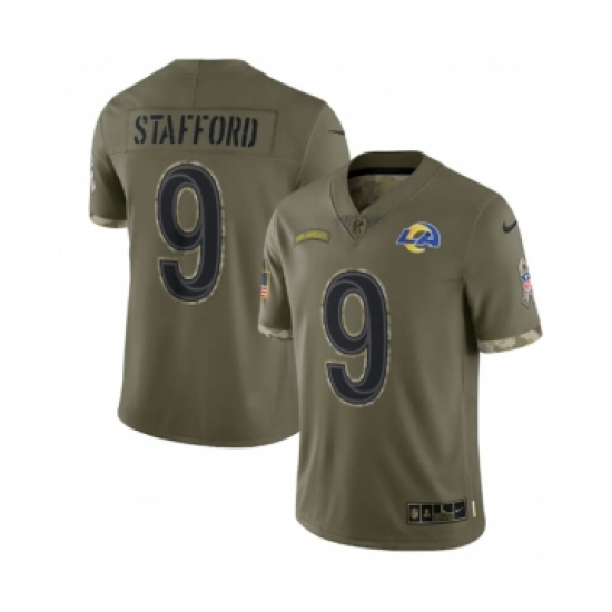 Men's Los Angeles Rams #9 Matthew Stafford 2022 Olive Salute To Service Limited Stitched Jersey - Ujersey